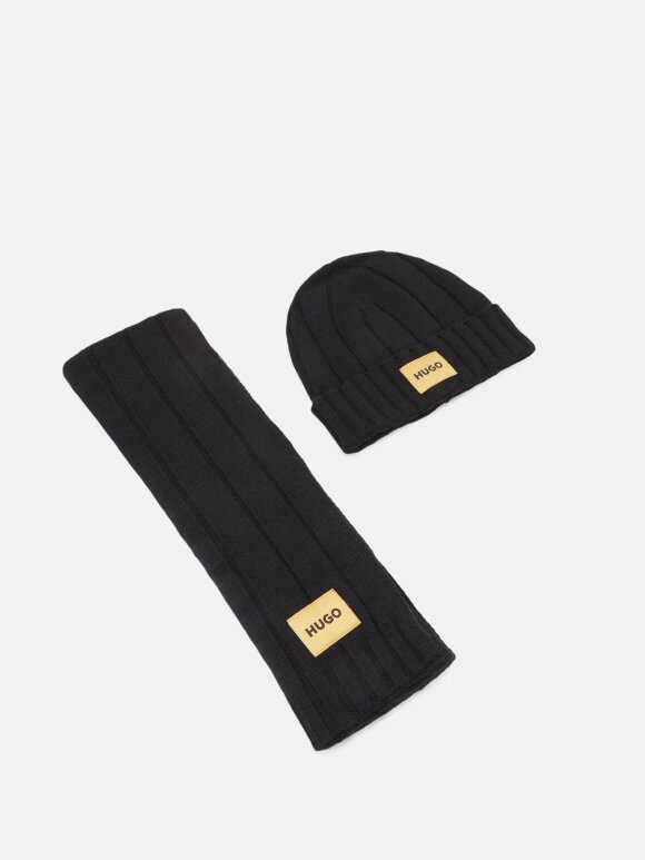 HUGO MENSWEAR - HUGO Mens Black Zanton Hat & Scarf Set