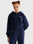 Tommy Hilfiger MENSWEAR - TOMMY VELOUR SUPER CROPPED FIT ZIP-THRU HOODY