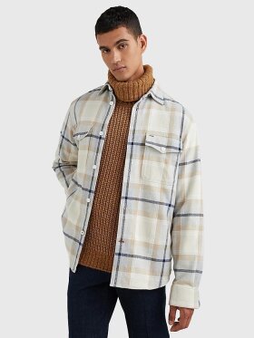 TOMMY Brushed Check Relaxed Fit Overshirt BLUE