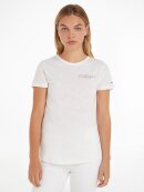 TOMMY WOMENSWEAR - TOMMY STRIPE SLIM FIT METALLIC LOGO T-SHIRT