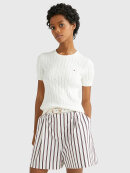 TOMMY WOMENSWEAR - TOMMY CABLE KNIT SLIM SHORT SLEEVE JUMPER