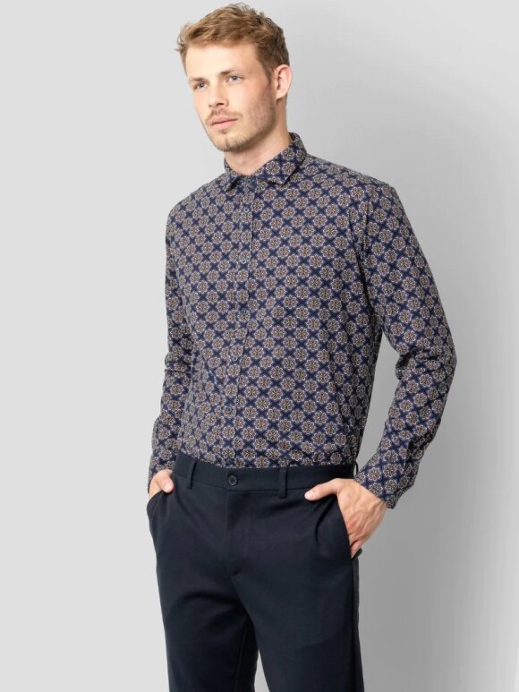 Clean Cut Copenhagen - CLEAN CUT FORMAL AOP STRAIGHT FIT  STRETCH SHIRT