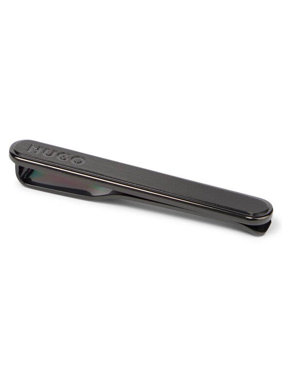 HUGO MENSWEAR - HUGO OVAL STAINLESS-STEEL TIE CLIP WITH ENGRAVED LOGO