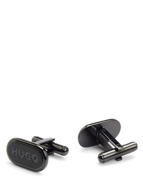 HUGO OVAL-SHAPED CUFFLINKS WITH ENGRAVED LOGOS