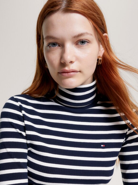 TOMMY WOMENSWEAR - TOMMY SLIM 5X2 RIB ROLL-NK LS