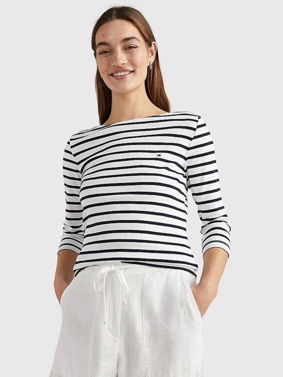 TOMMY WOMENSWEAR - TOMMY Stripe Boat Neck Slim Fit Top