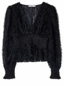 NA-KD FRINGE SMOCK LS BLOUSE