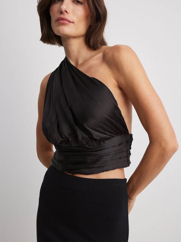 NA-KD GATHERED WAIST SATIN TOP