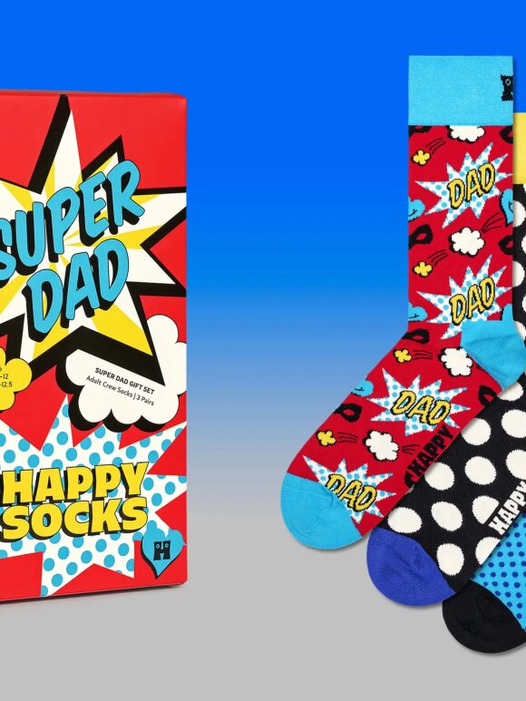 Happy Socks - HAPPY SOCKS 3-PACK SUPER DAD SOCKS GIFT