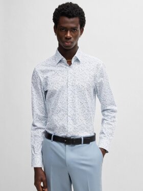 HUGO KENNO SLIM-FIT SHIRT IN PRINTED COTTON POPLIN