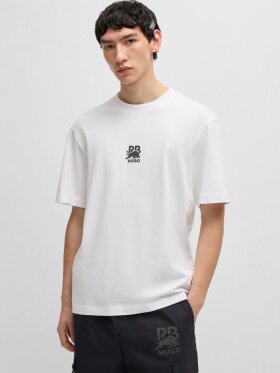 HUGO X RB COTTON-JERSEY T-SHIRT WITH CARBON STEALTH LOGO