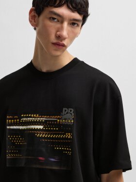 HUGO X RB COTTON-JERSEY T-SHIRT WITH RACING PRINT