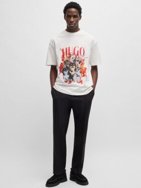 HUGO DUGIE OVERSIZED-FIT T-SHIRT IN COTTON WITH DOG GRAPHICS