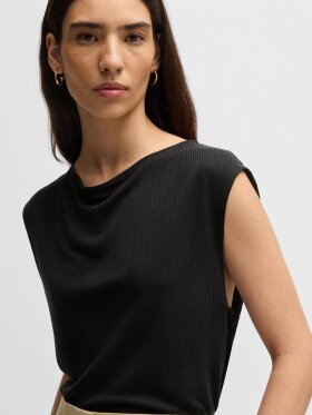 BOSS EJICES SLEEVELESS T-SHIRT WITH RIBBED FRONT