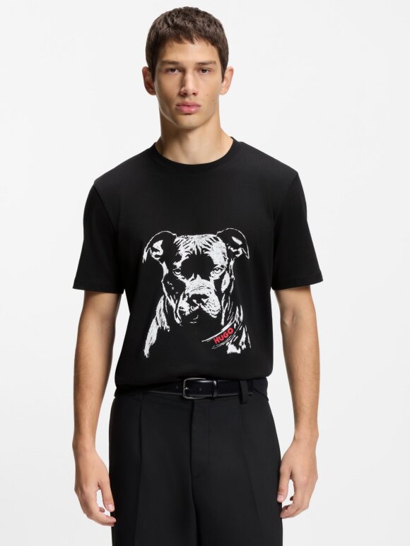 HUGO MENSWEAR - HUGO Cotton-jersey T-shirt with dog artwork