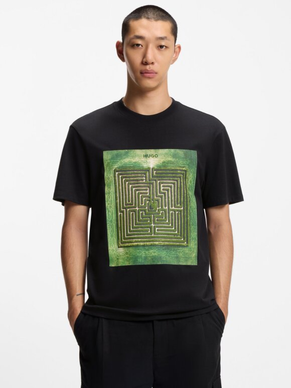 HUGO MENSWEAR - HUGO Cotton-jersey T-shirt with maze print
