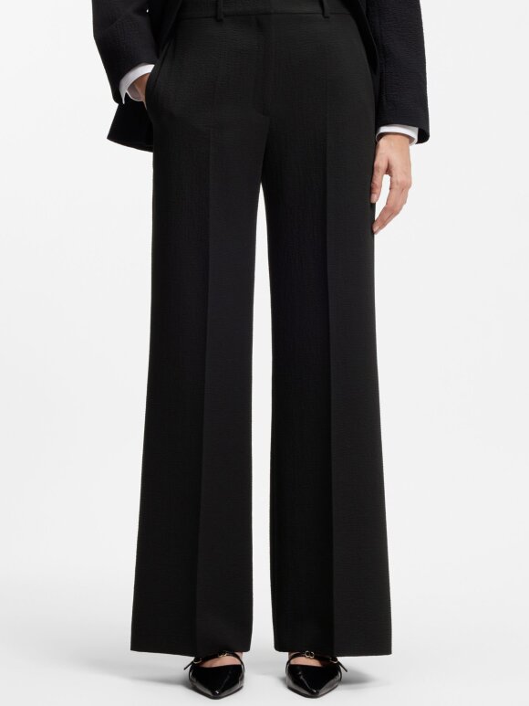 HUGO WOMENSWEAR - HUGO WOMEN REGULAR-FIT TROUSERS IN STRETCH SEERSUCKER