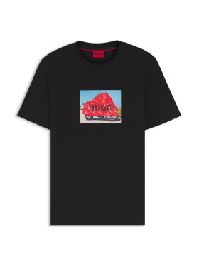 HUGO Cotton-jersey T-shirt with biker-inspired artwork