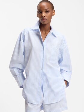 HUGO Women Oversized-fit blouse in striped cotton poplin
