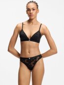 HUGO WOMENSWEAR - HUGO Women Floral-lace thong with stacked-logo detail HUGO WOMENSWEAR - HUGO Women Floral-lace thong with stacked-logo detail