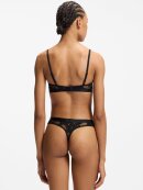 HUGO WOMENSWEAR - HUGO Women Floral-lace thong with stacked-logo detail HUGO WOMENSWEAR - HUGO Women Floral-lace thong with stacked-logo detail