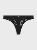 HUGO WOMENSWEAR - HUGO Women Floral-lace thong with stacked-logo detail HUGO WOMENSWEAR - HUGO Women Floral-lace thong with stacked-logo detail