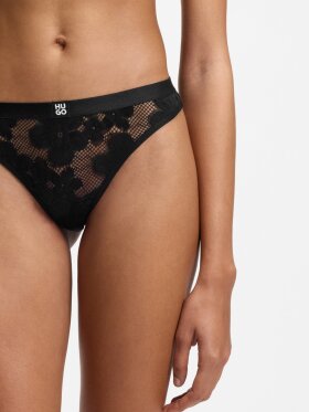 HUGO Women Floral-lace thong with stacked-logo detail