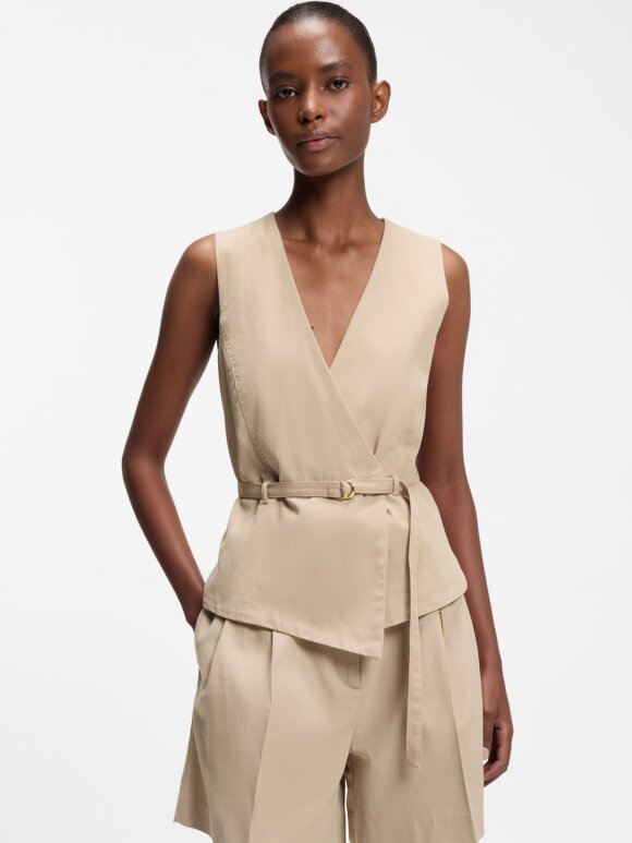 HUGO WOMENSWEAR - HUGO Women Belted regular-fit vest in cotton and hemp