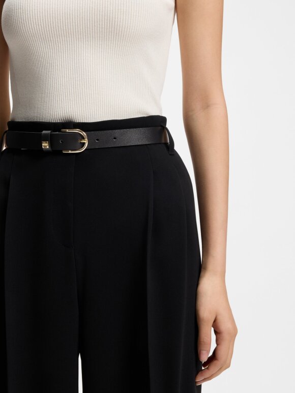 BOSS WOMENSWEAR - BOSS Italian-leather belt with gold-tone buckle BOSS WOMENSWEAR - BOSS Italian-leather belt with gold-tone buckle