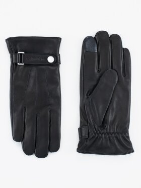 CALVIN KLEIN LOGO STRAP SMOOTH LEATHER GLOVES