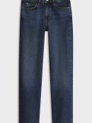 BOSS WOMENSWEAR - BOSS TRAIGHT-FIT JEANS IN MARBLE-WASHED BLUE STRETCH DENIM