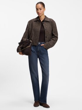 BOSS TRAIGHT-FIT JEANS IN MARBLE-WASHED BLUE STRETCH DENIM