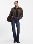 BOSS WOMENSWEAR - BOSS TRAIGHT-FIT JEANS IN MARBLE-WASHED BLUE STRETCH DENIM