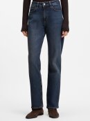 BOSS WOMENSWEAR - BOSS TRAIGHT-FIT JEANS IN MARBLE-WASHED BLUE STRETCH DENIM
