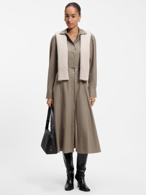 BOSS WOMENSWEAR - BOSS BELTED FLANNEL SHIRT DRESS WITH WOOL AND LINEN BOSS WOMENSWEAR - BOSS BELTED FLANNEL SHIRT DRESS WITH WOOL AND LINEN