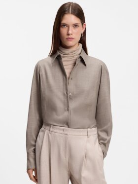 BOSS SLIM-FIT BLOUSE IN FLANNEL WITH WOOL AND LINEN