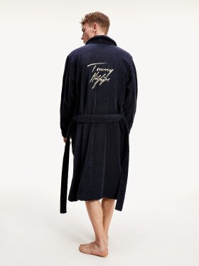 TOMMY FLAG LOGO ORGANIC COTTON TOWELLING BATHROBE