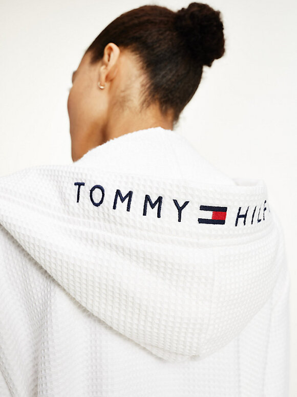 TOMMY WOMENSWEAR - Tommy Hilfiger WAFFLE HOODED BATHROBE