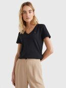 TOMMY WOMENSWEAR - TOMMY SLIM SOLID V-NECK TOP SS