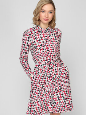 TOMMY HOUNDSTOOTH RELAXED FIT VISCOSE SHIRT DRESS